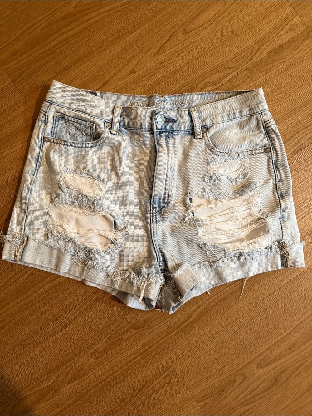 American Eagle Outfitters Distressed Denim Mom Shorts